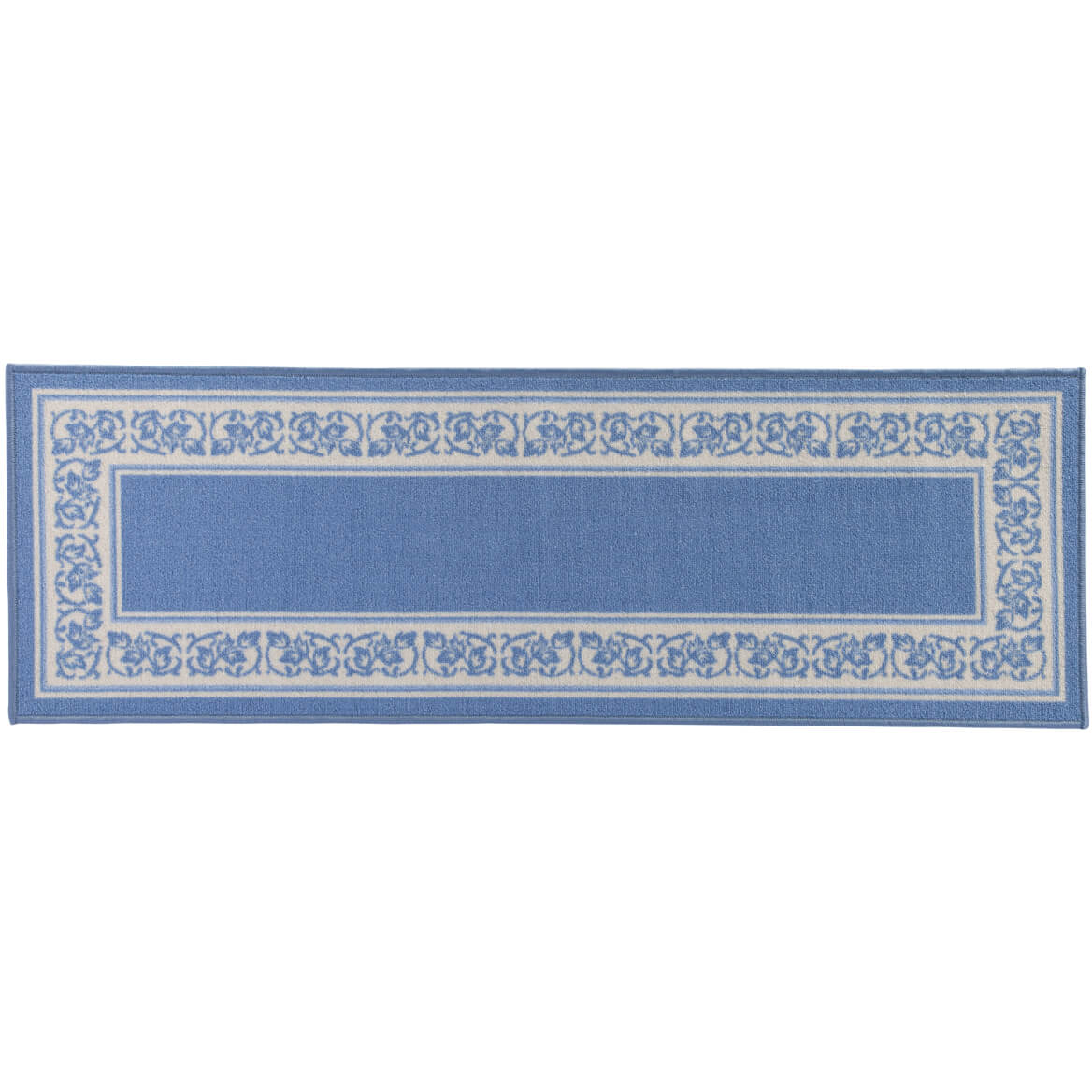 Floral Border Rug 100% Nylon | 5 Sizes, 4 Colours: Blue, Brown, Burgundy, Green | Non-Skid Latex Back, Machine Washable