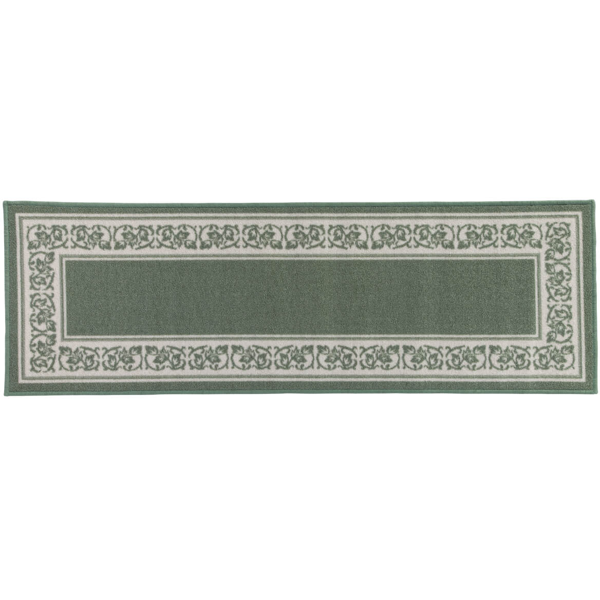 Floral Border Rug 100% Nylon | 5 Sizes, 4 Colours: Blue, Brown, Burgundy, Green | Non-Skid Latex Back, Machine Washable