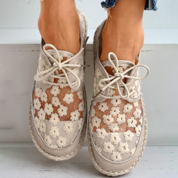 Floral Lace - Lace-Up - Rubber Sole
