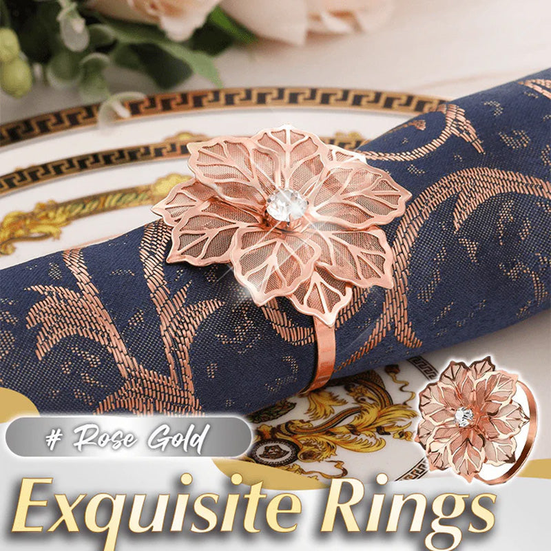 Floral Napkin Rings Stainless Steel | Set of 3 Hollow Flower Design | Rust-Resistant, Holds Napkins Neatly in Place
