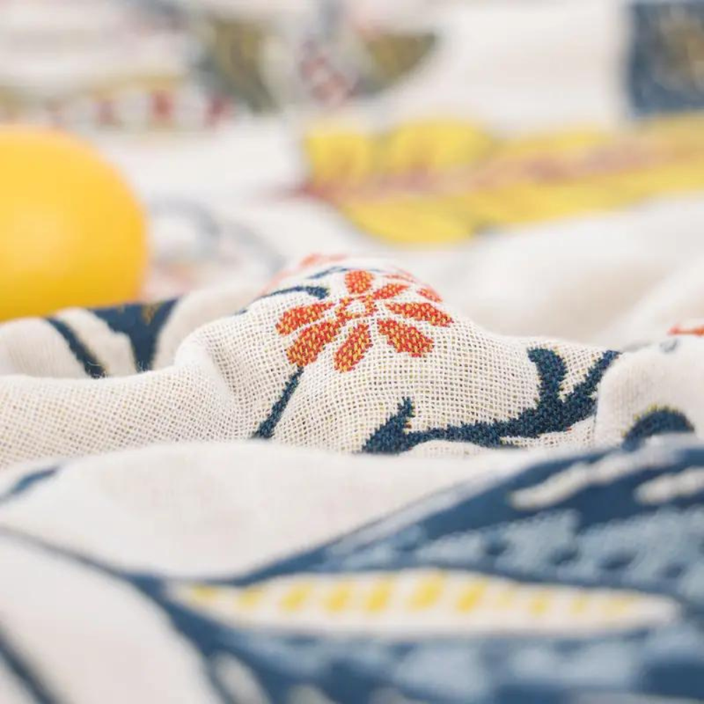 Floral Throw Blanket Cotton | Double-Sided Pattern, Decorative Tassel Trim | Adds Character to Bedroom or Sofa