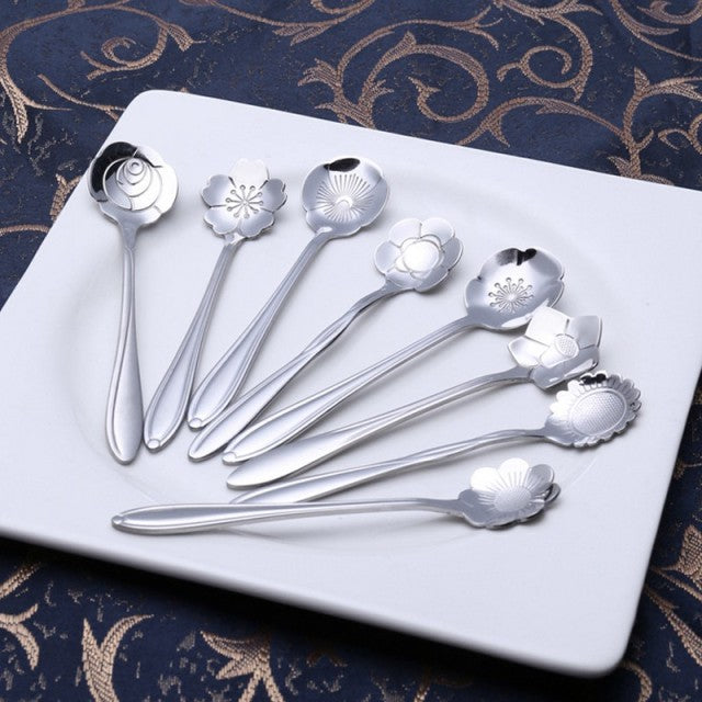 Flower Spoon Set | Eight Petal Bowls With Tapered Handles