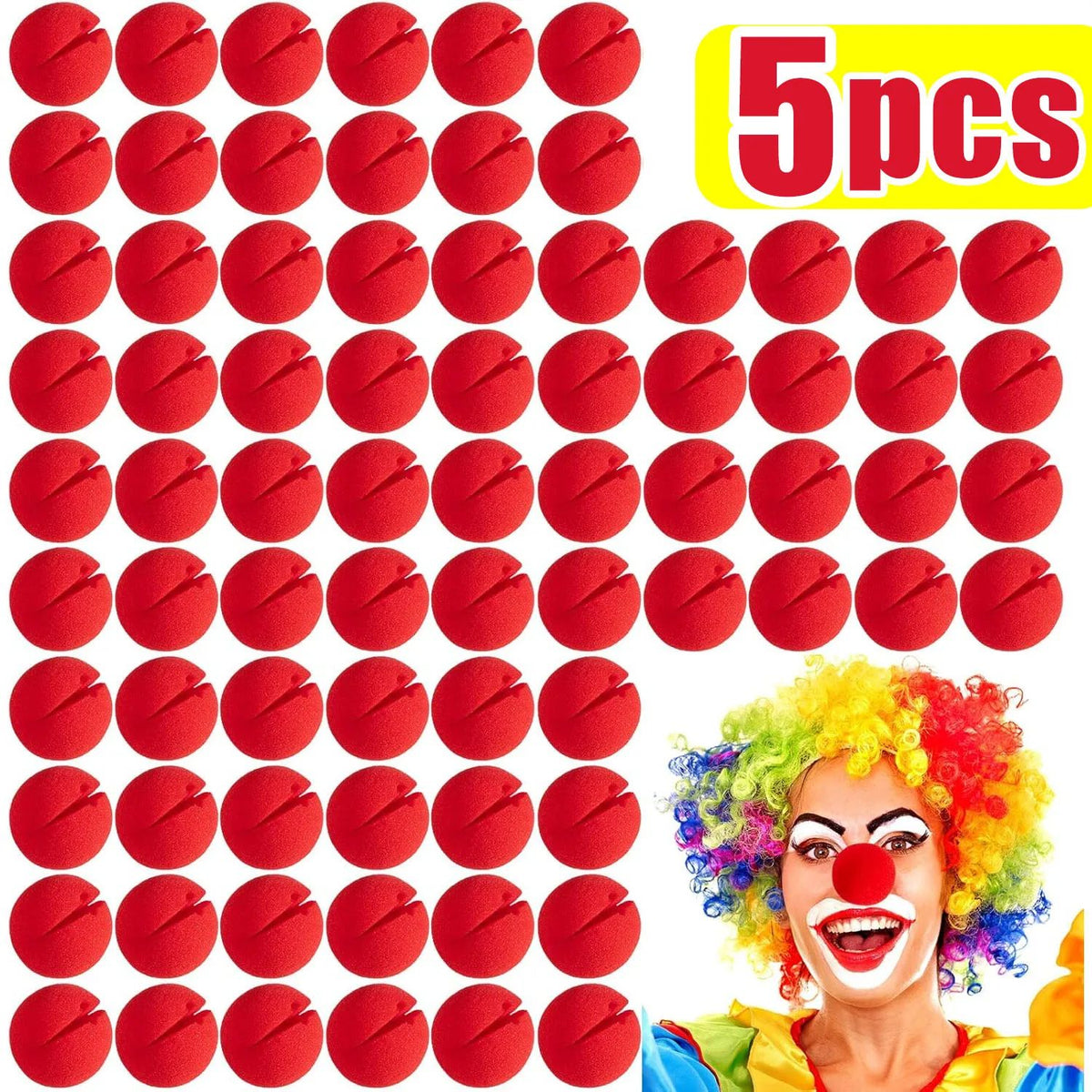 Foam Clown Nose Costume Prop | Soft Lightweight Foam Design | Available in Packs of 1 to 7 for Cosplay, Parties & Halloween