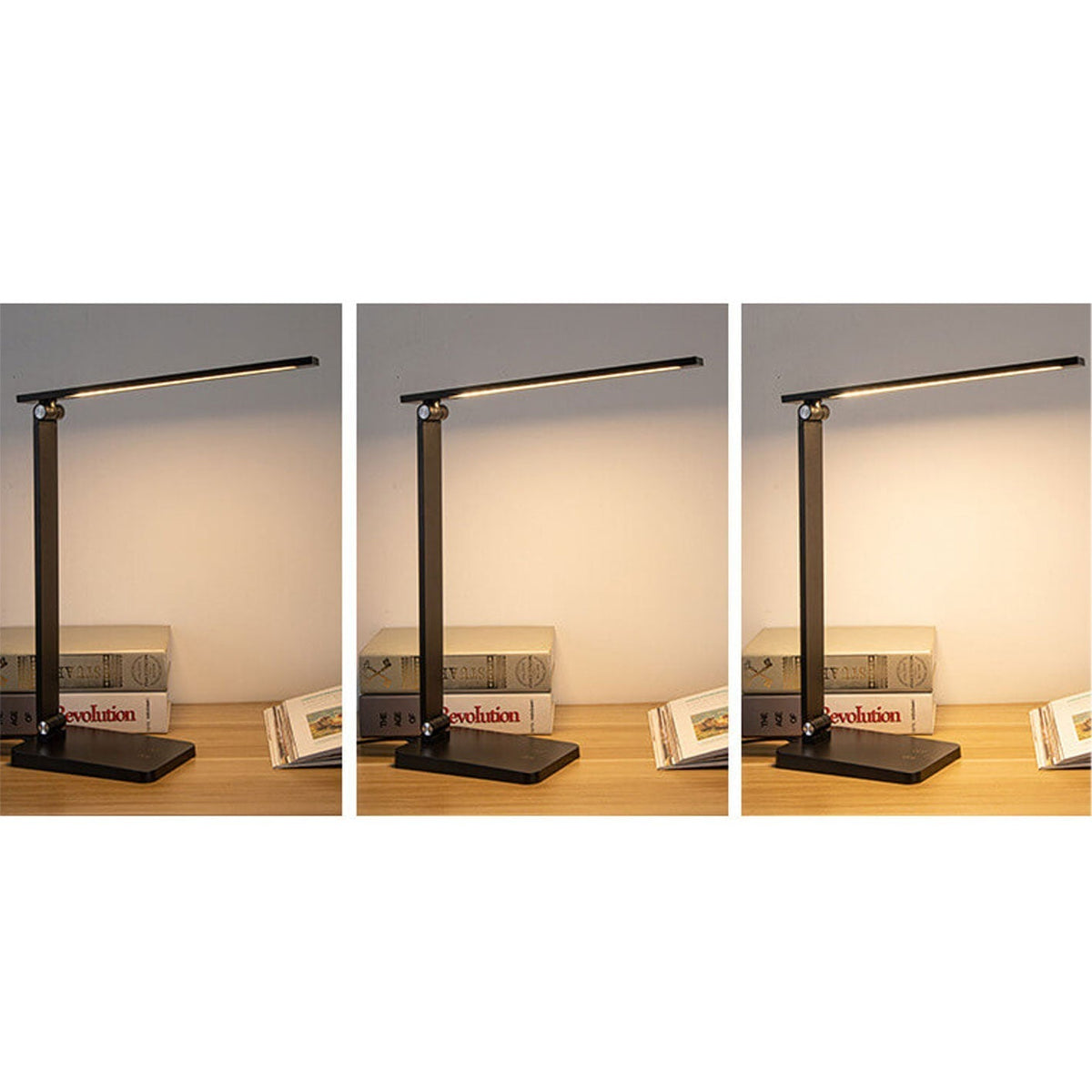 Foldable LED Desk Lamp Aluminium | Touch Dimmer, USB Powered | Adjustable Folding Arm, Available in Black or White Finish