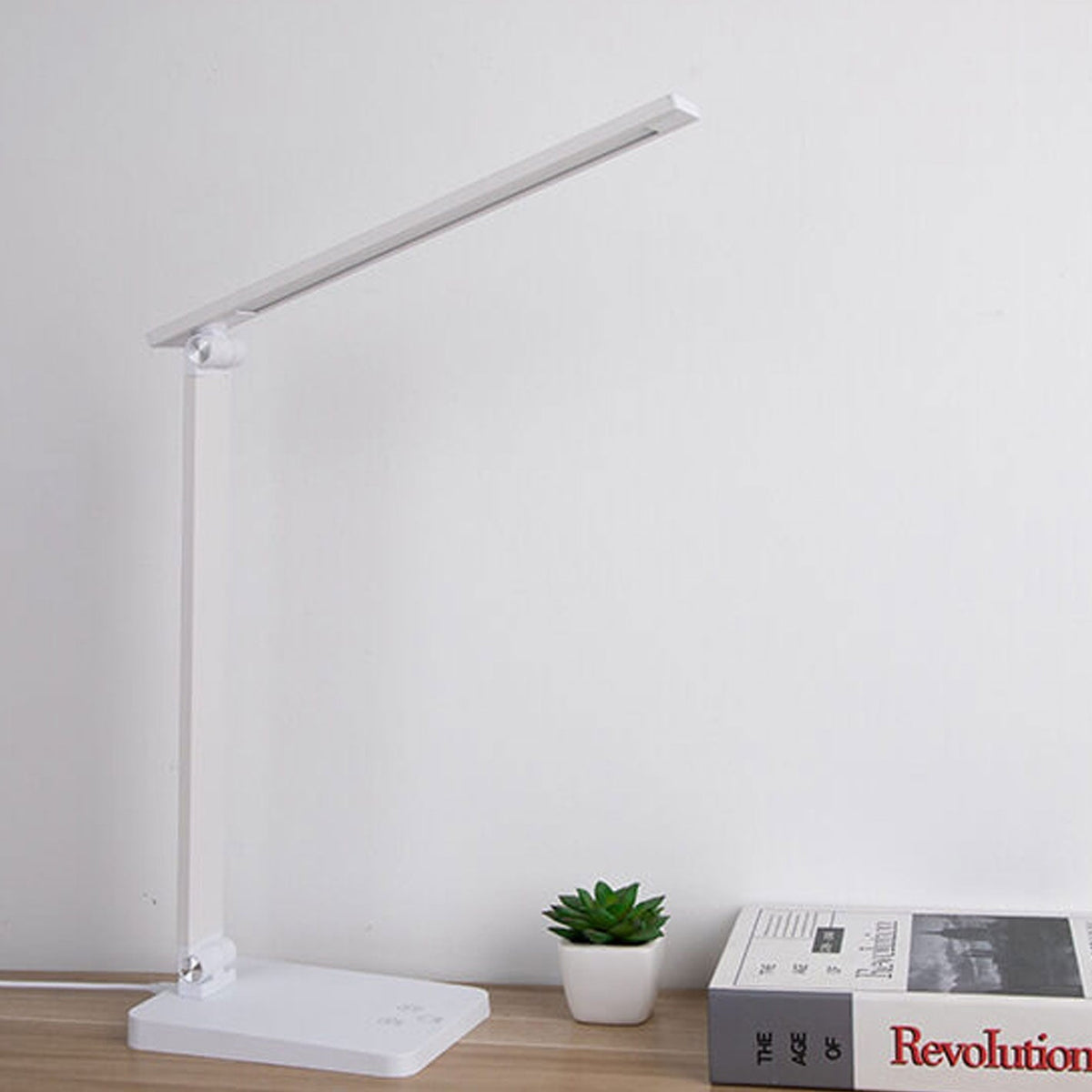 Foldable LED Desk Lamp Aluminium | Touch Dimmer, USB Powered | Adjustable Folding Arm, Available in Black or White Finish