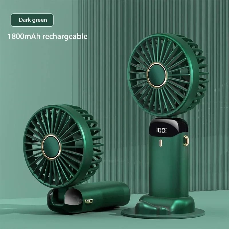 Foldable Neck Fan Handheld | 3-in-1 Desk Fan with LED Display and Phone Stand | 5-Speed Dual Battery USB Rechargeable