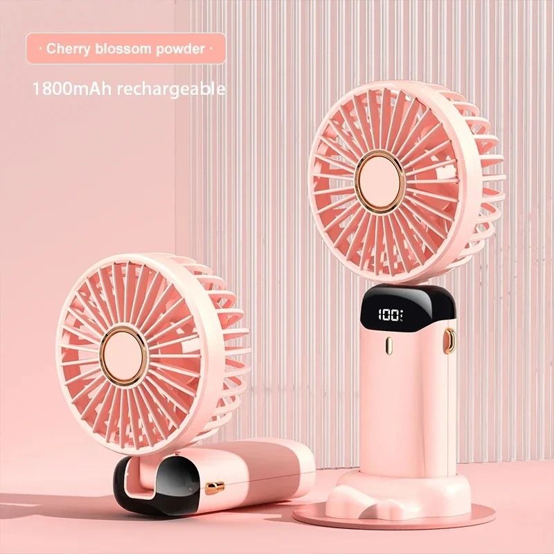 Foldable Neck Fan Handheld | 3-in-1 Desk Fan with LED Display and Phone Stand | 5-Speed Dual Battery USB Rechargeable