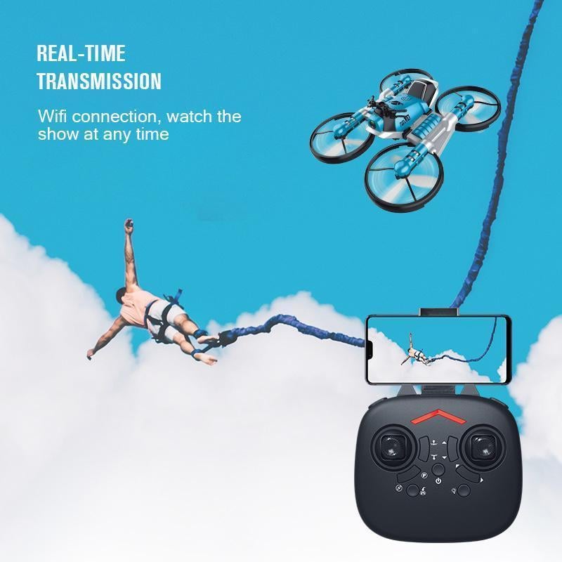 Folding RC Drone Convertible Motorcycle WiFi Camera with One-Key Takeoff