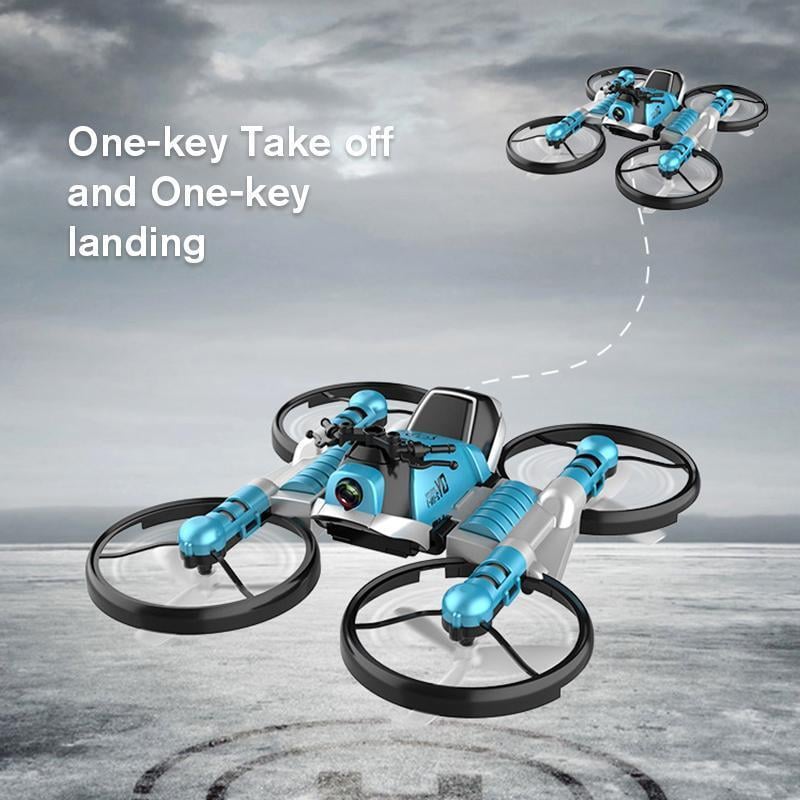 Folding RC Drone Convertible Motorcycle WiFi Camera with One-Key Takeoff