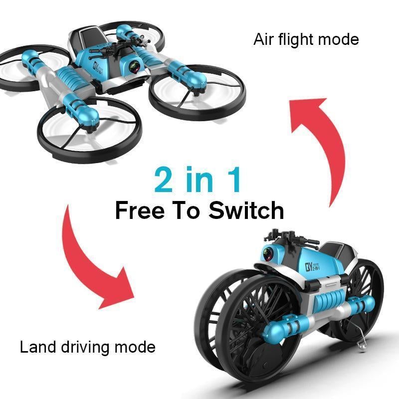 Folding RC Drone Convertible Motorcycle WiFi Camera with One-Key Takeoff