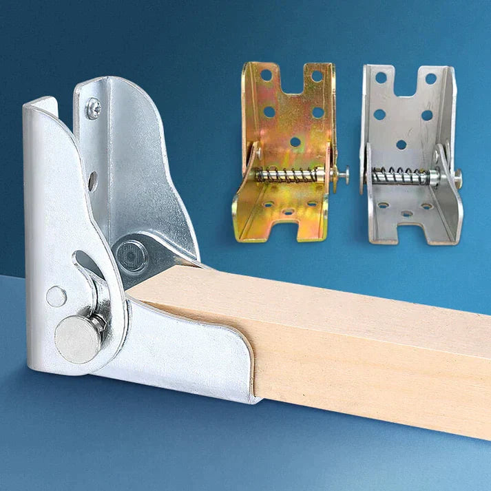 Folding Table Leg Hinge Steel | 90 Degree Spring-Loaded Self-Lock | Rust-Resistant Bracket Holds 120kg for DIY Furniture