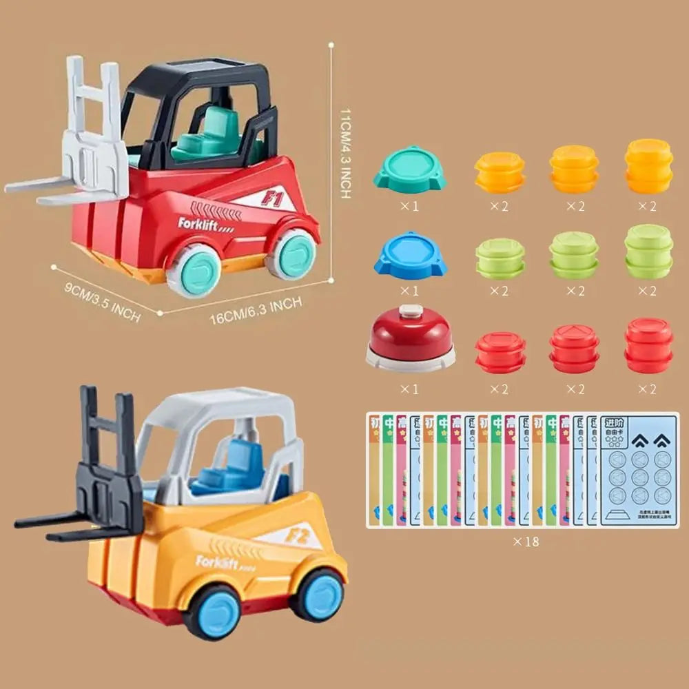 Forklift Crazy Game | Toy Forklift Stacking Race with Challenge Cards and Bell