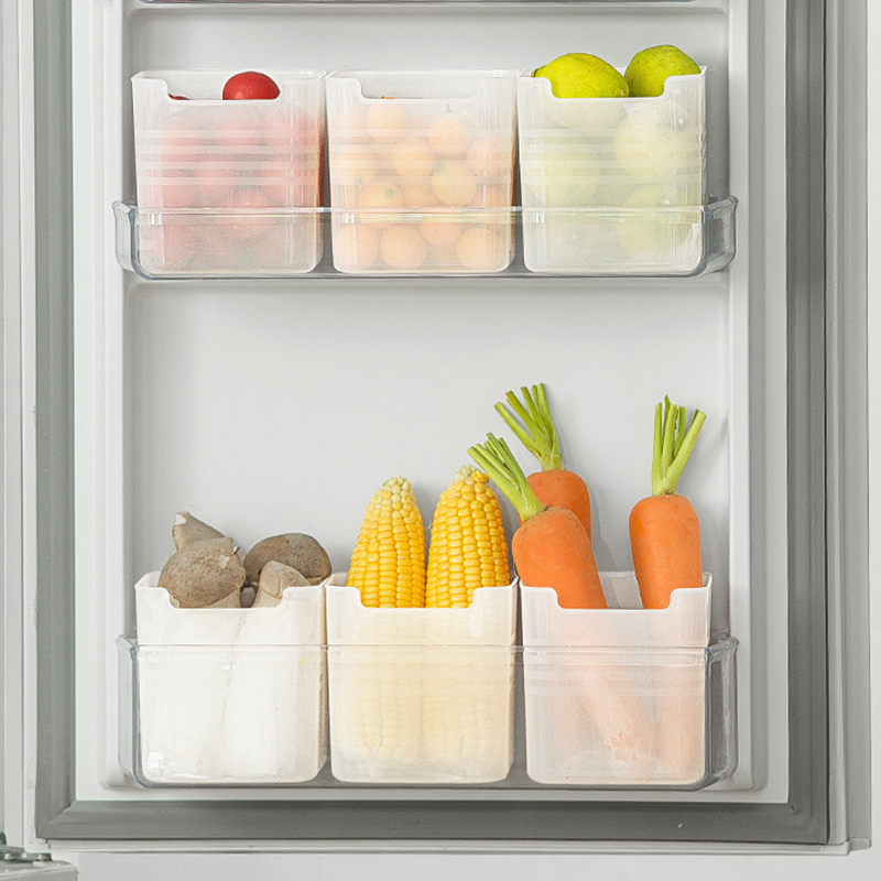 Fridge Door Storage Box Set, Plastic | Hook-On Design, No Tools Needed | Set of 6 for Fridge, Drawer & Pantry Organisation