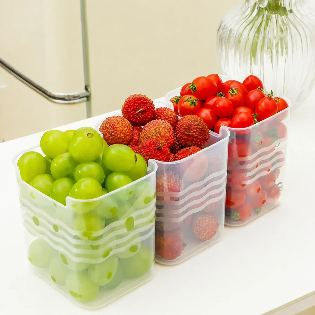 Fridge Door Storage Containers, Food-Safe Plastic | Set of 5 Stackable Bins, Open-Top Access | Organise Fridge Shelves Fast