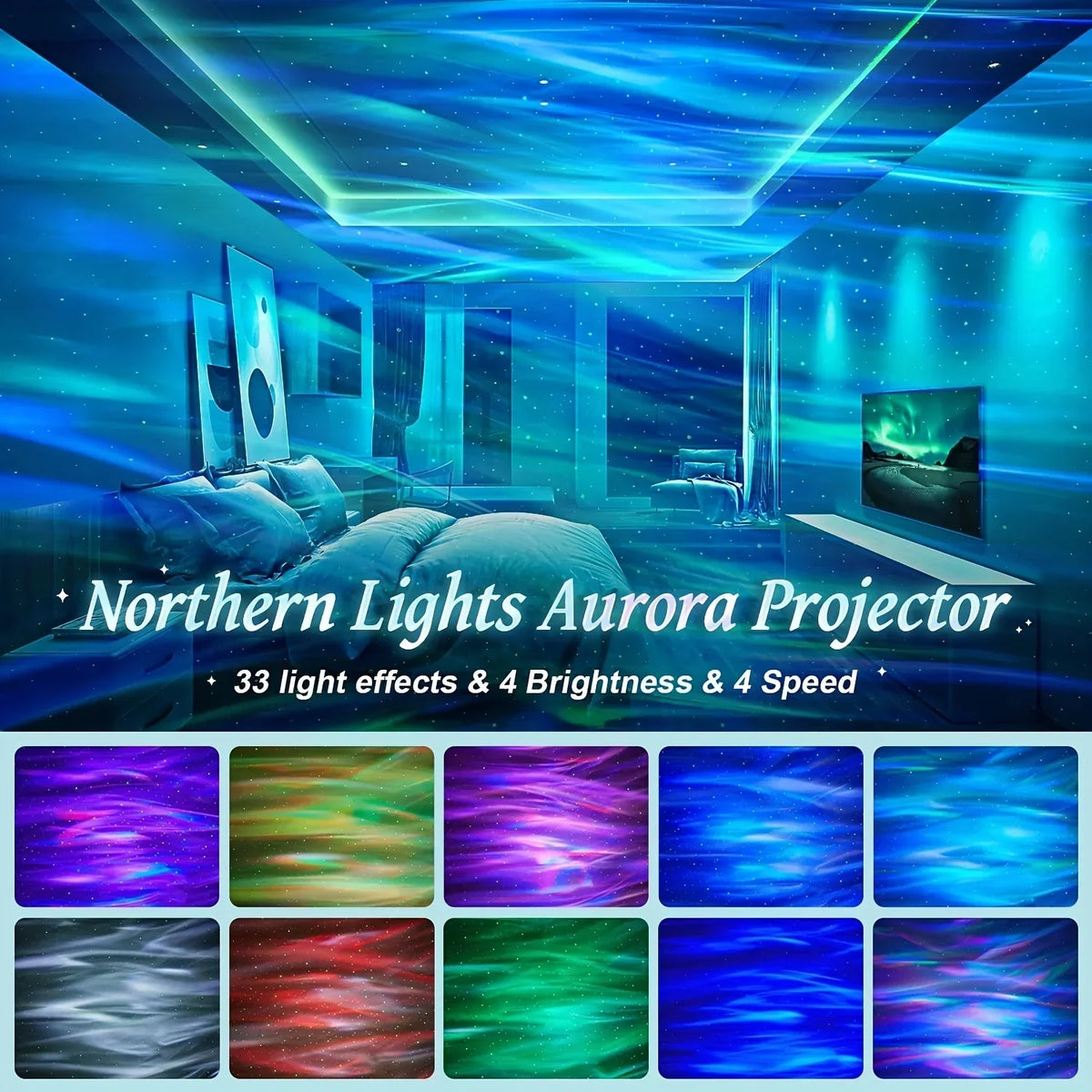 Galaxy Projector Light | 14 Light Effects, Music Sync & Remote Control | USB Powered, 360-Degree Rotation for Bedroom