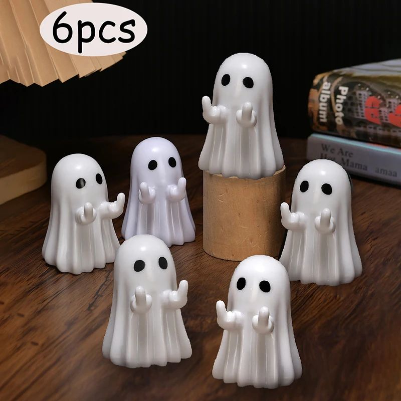 Ghost Figurine Halloween Decoration | Multi-Piece Sets Available | Resin Tabletop Ornament for Desks and Shelves