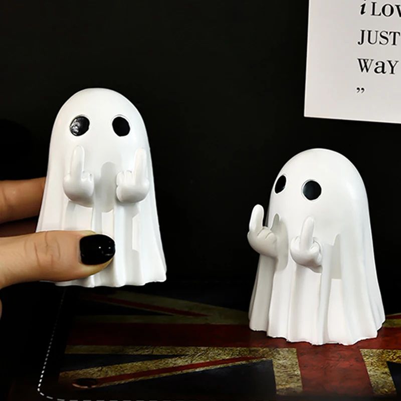Ghost Figurine Halloween Decoration | Multi-Piece Sets Available | Resin Tabletop Ornament for Desks and Shelves