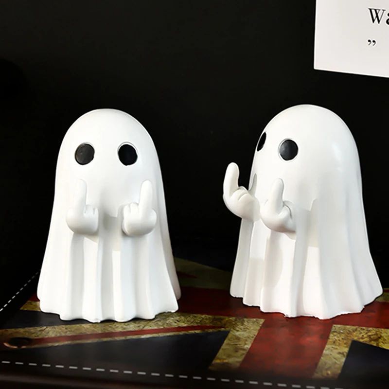 Ghost Figurine Halloween Decoration | Multi-Piece Sets Available | Resin Tabletop Ornament for Desks and Shelves