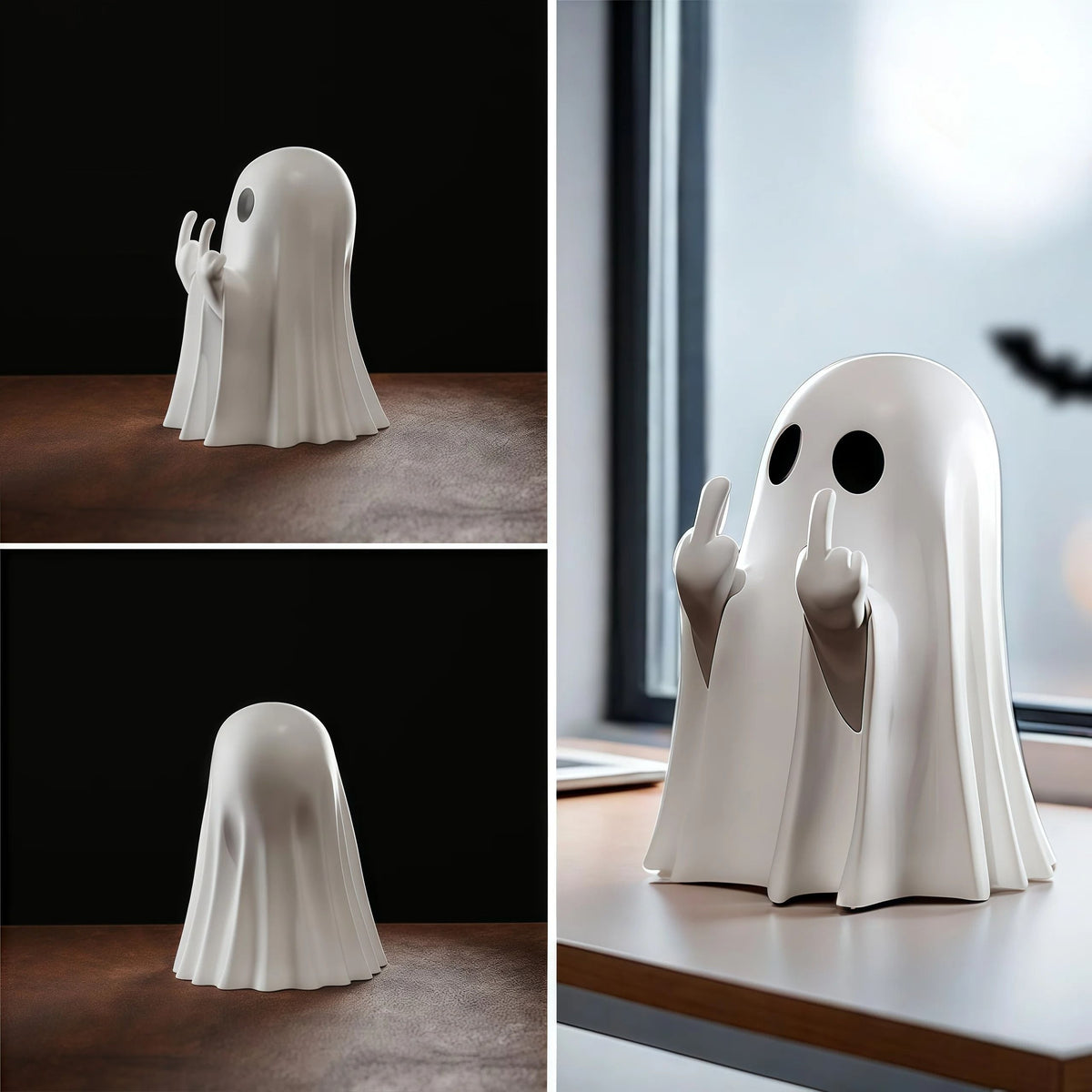 Ghost Statue Resin Figure | Playful Halloween Tabletop Decor | Compact Design for Shelves, Desks and Coffee Tables