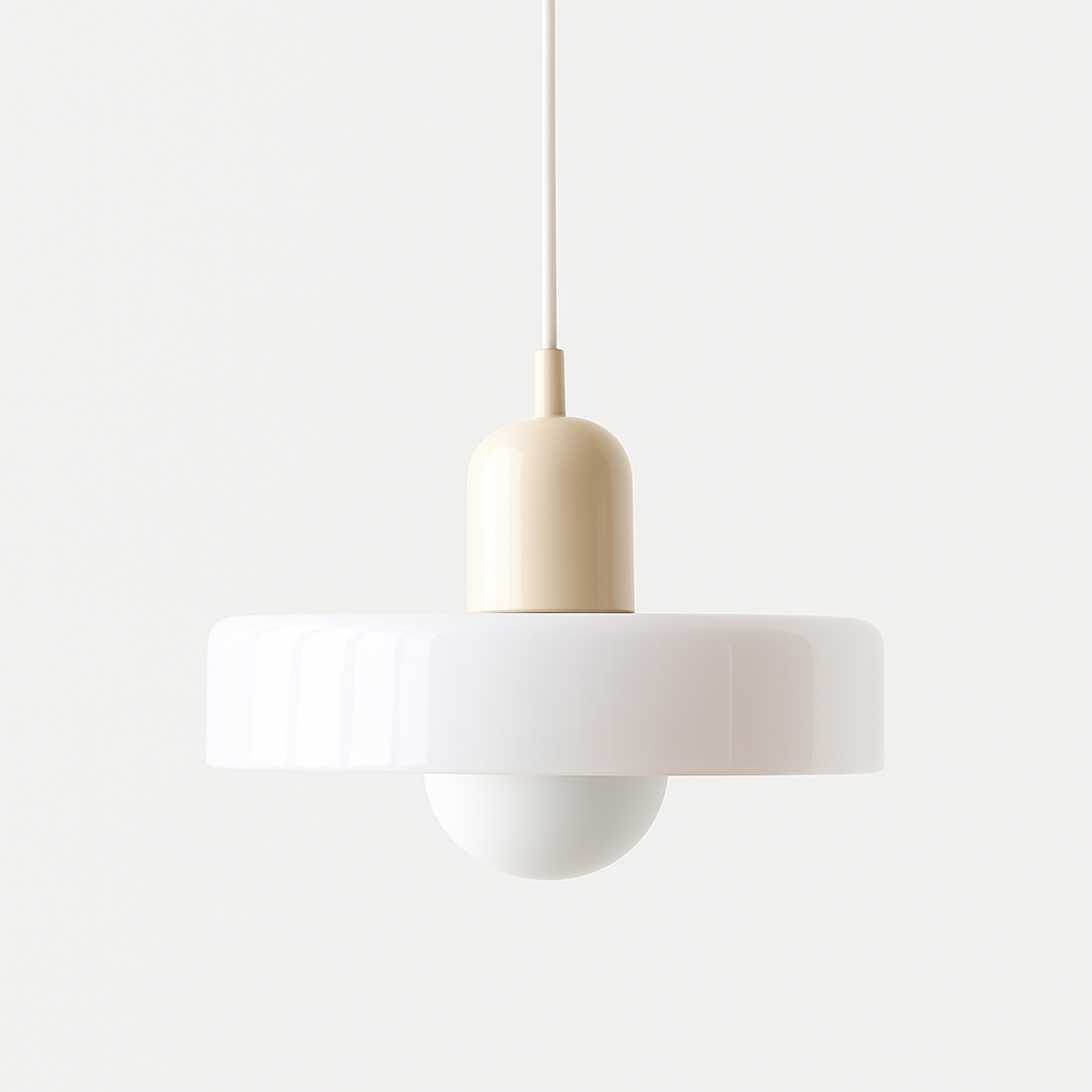 Glass Pendant Light | Flat Ring Shade, Domed Diffuser