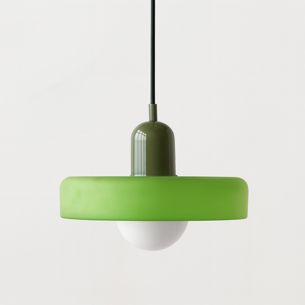 Glass Pendant Light | Flat Ring Shade, Domed Diffuser