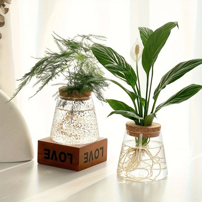 Glass Propagation Station Vase Rack | Wooden Stand for Hydroponic Plant Cuttings | Tabletop Desk Decoration Piece