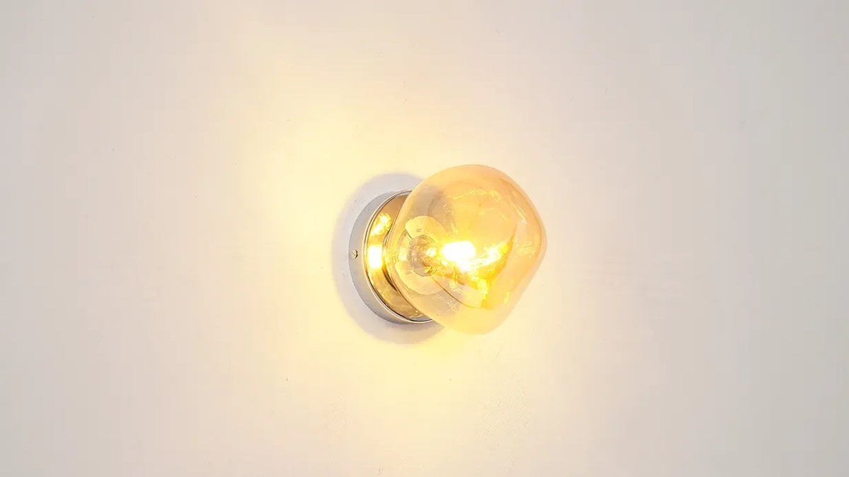 Glass Wall Lamp with Metal Frame | Two Sizes, Thin or Thick Glass | Soft Ambient Light for Bedrooms & Living Rooms