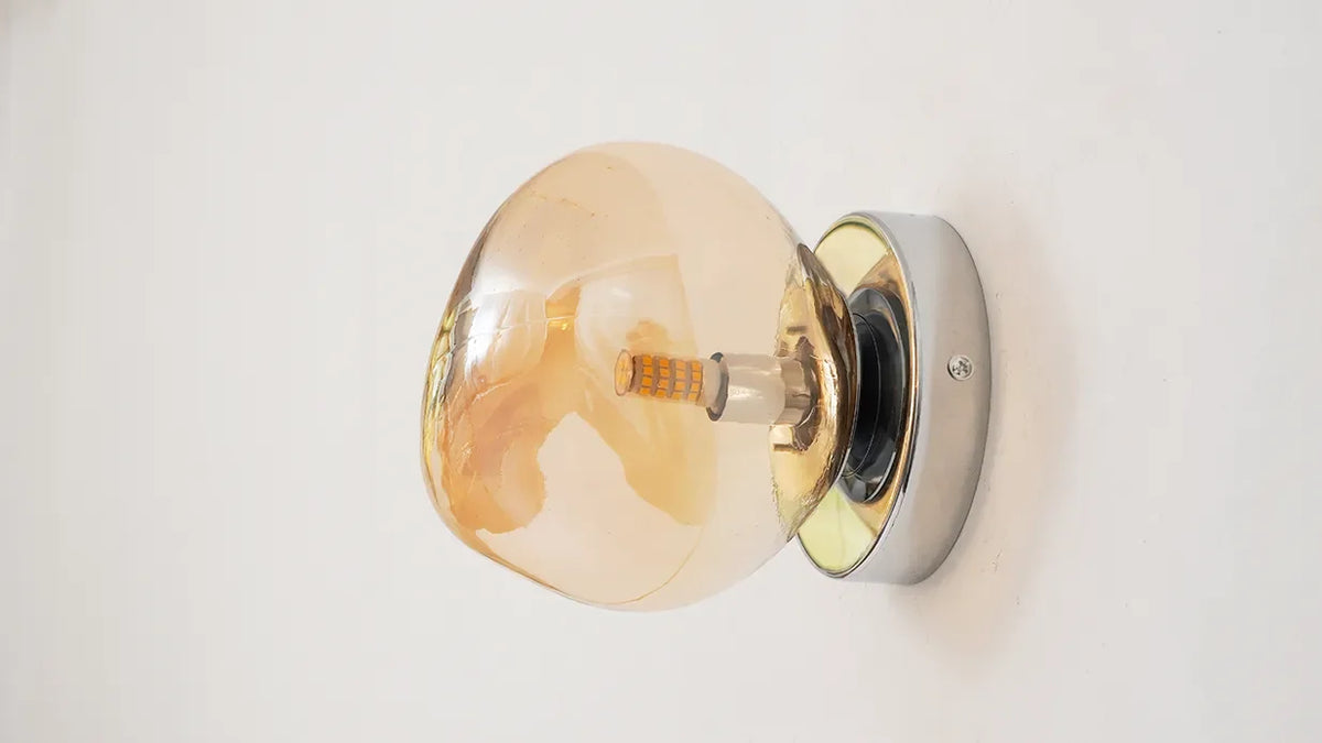 Glass Wall Lamp with Metal Frame | Two Sizes, Thin or Thick Glass | Soft Ambient Light for Bedrooms & Living Rooms
