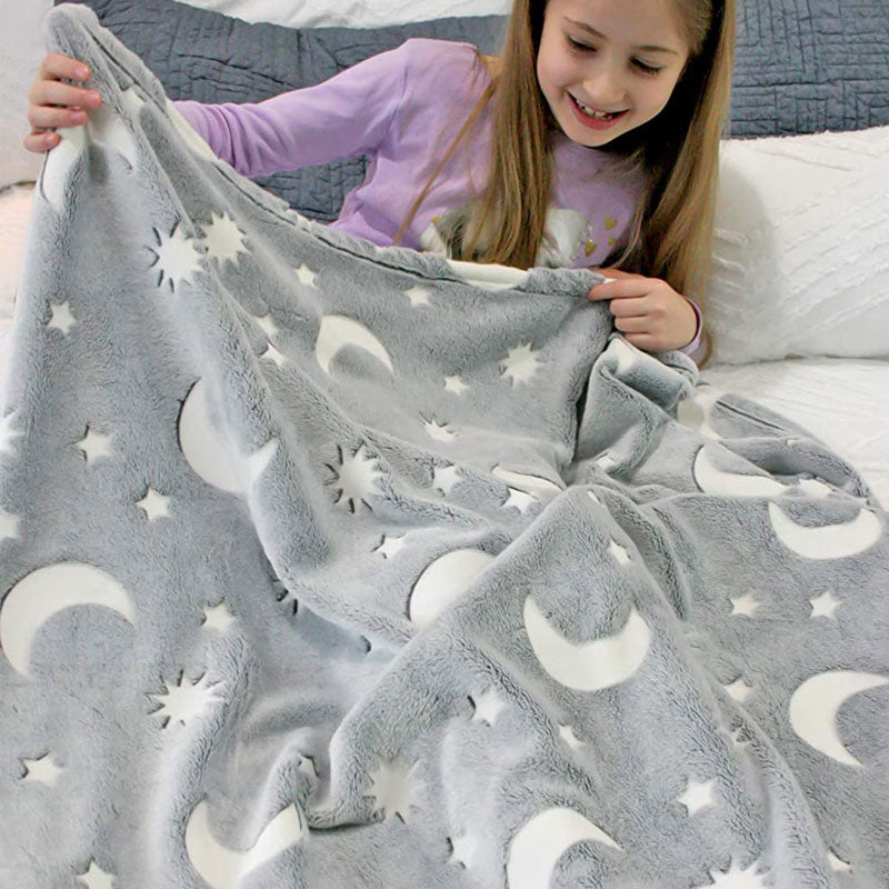 Glow in the Dark Blanket Microfibre | Rechargeable Celestial Glow Lasts Up to 6 Hours | Soft, Breathable Comfort Throw