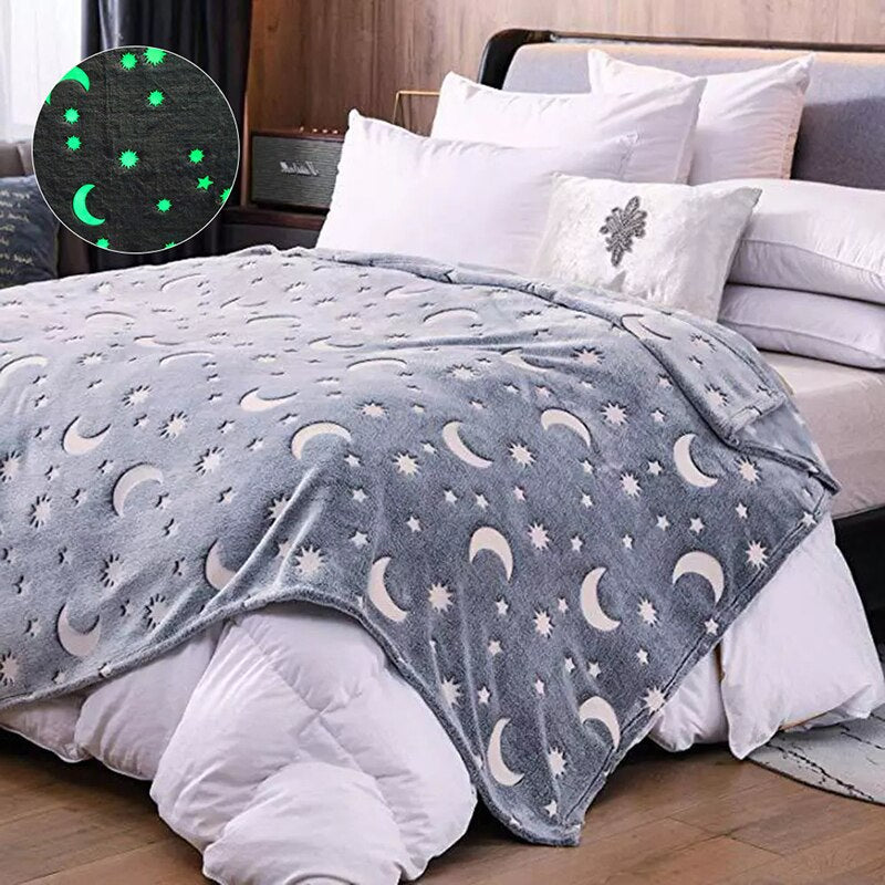 Glow in the Dark Blanket Microfibre | Rechargeable Celestial Glow Lasts Up to 6 Hours | Soft, Breathable Comfort Throw