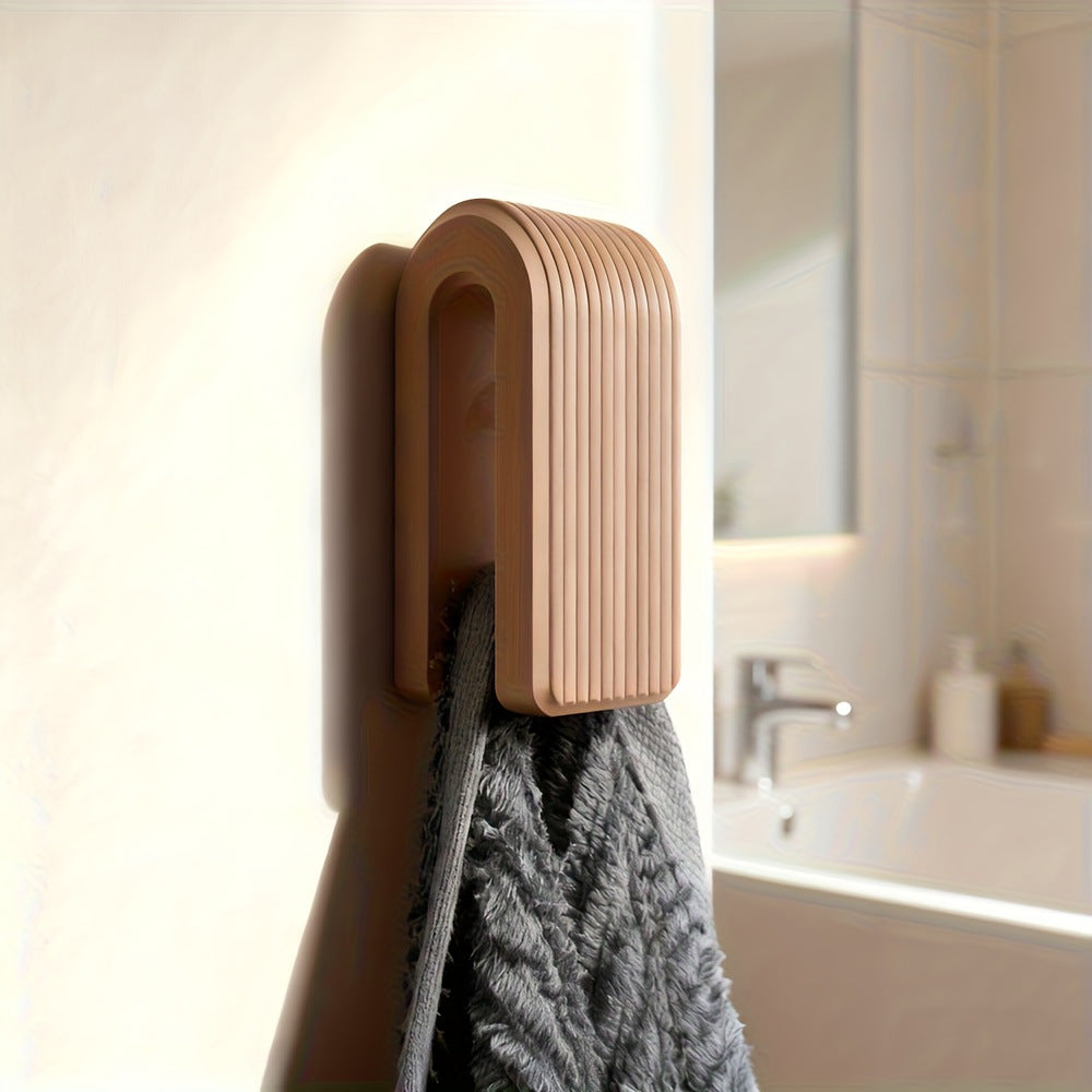 Gravity Towel Holder Hook PLA Plastic 6.5 x 2.8 cm Self-Adhesive | Wood, White, Black | No-Drill Modern Wall Mount