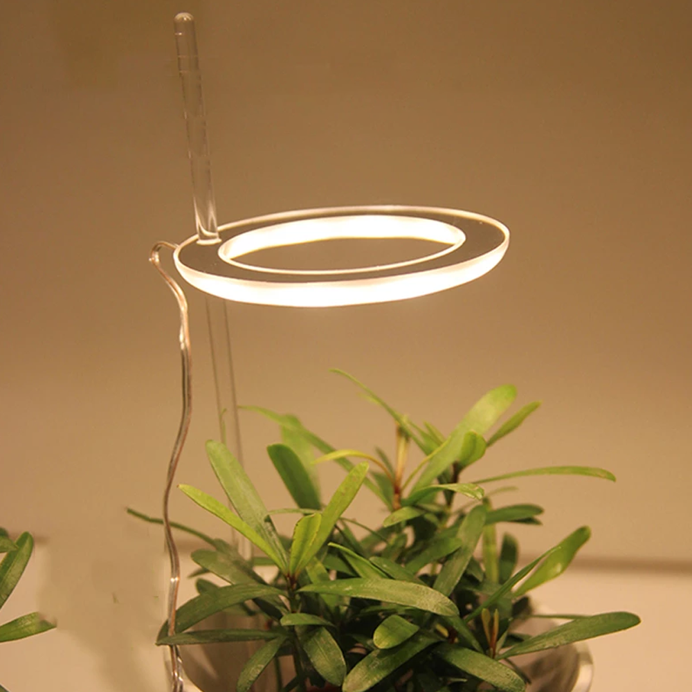 Grow Light for Indoor Plants ABS & Aluminium | 1-3 Ring Light Heads with USB Power | Low Voltage Sun-Yellow Spectrum