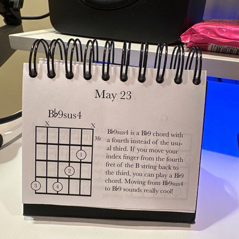 Guitar Chord Desk Calendar | 365 Page-a-Day Format, Undated for Any Year | Learn a New Chord Daily with Guitarist Birthdays