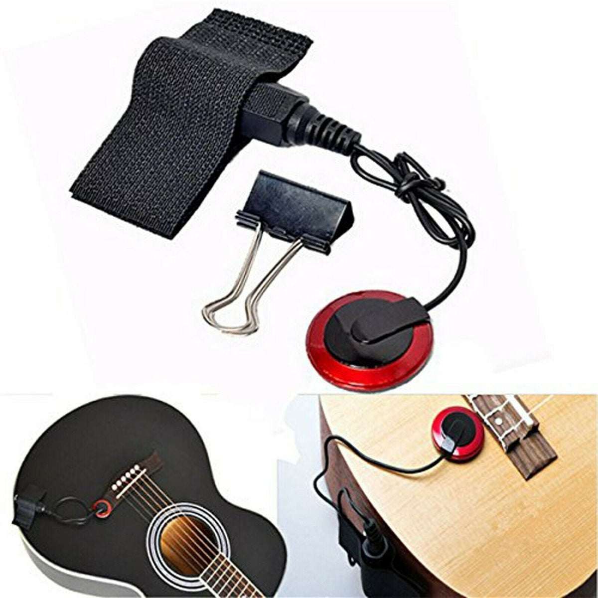 Guitar Pickup Mini Stick-On No Battery Multi-Instrument with Double-Sided Tape