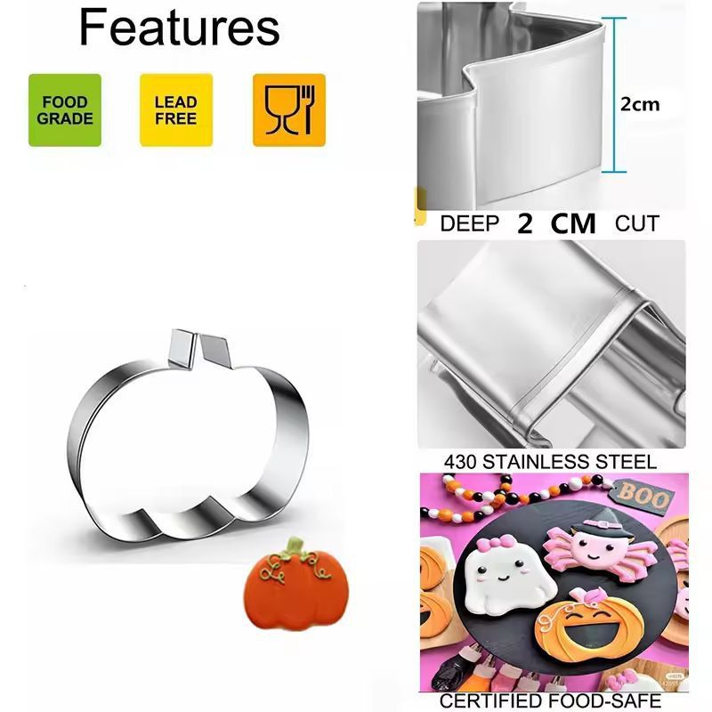 Halloween Cookie Cutter Set | 12-Piece Bat, Ghost & Pumpkin Shapes | Food-Grade Stainless Steel, Rust-Resistant & Reusable