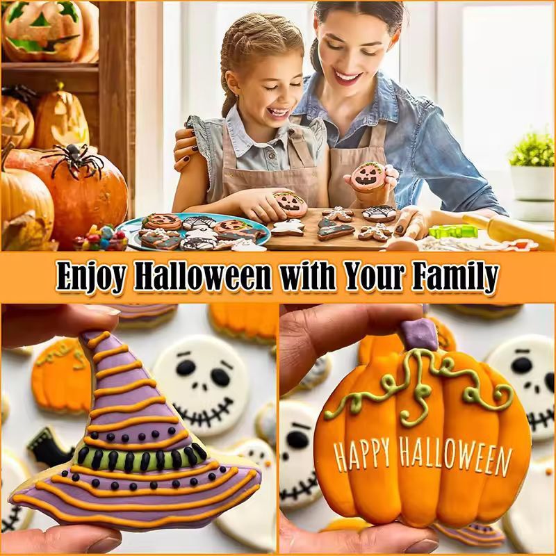 Halloween Cookie Cutter Set | 12-Piece Bat, Ghost & Pumpkin Shapes | Food-Grade Stainless Steel, Rust-Resistant & Reusable
