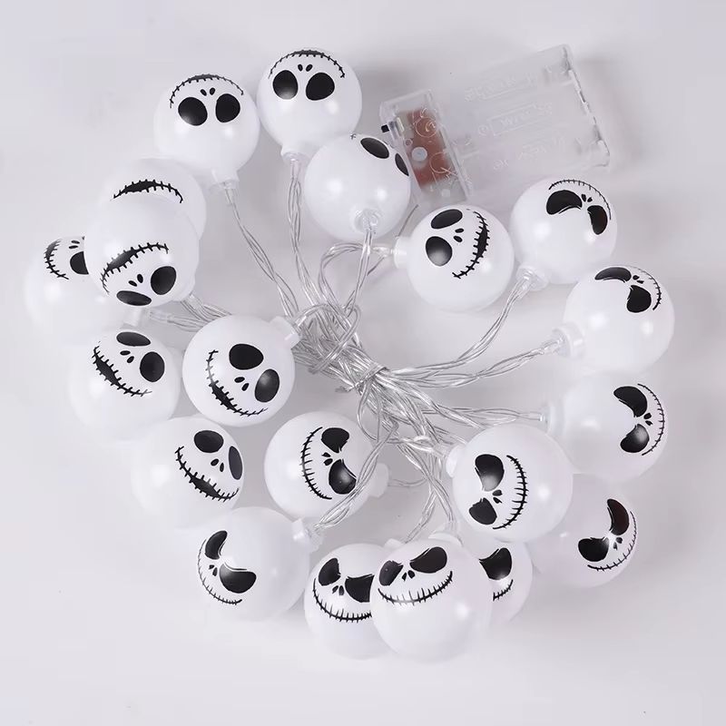 Halloween Face String Lights | Battery or USB Powered LED with Multiple Light Counts | Indoor Outdoor Spooky Home Decor
