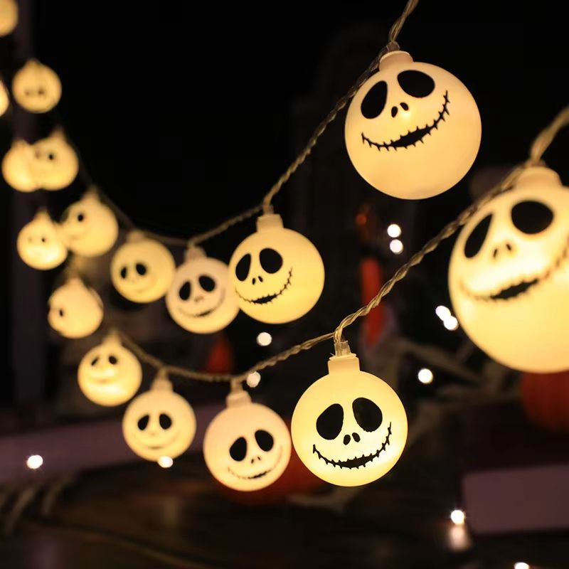 Halloween Face String Lights | Battery or USB Powered LED with Multiple Light Counts | Indoor Outdoor Spooky Home Decor