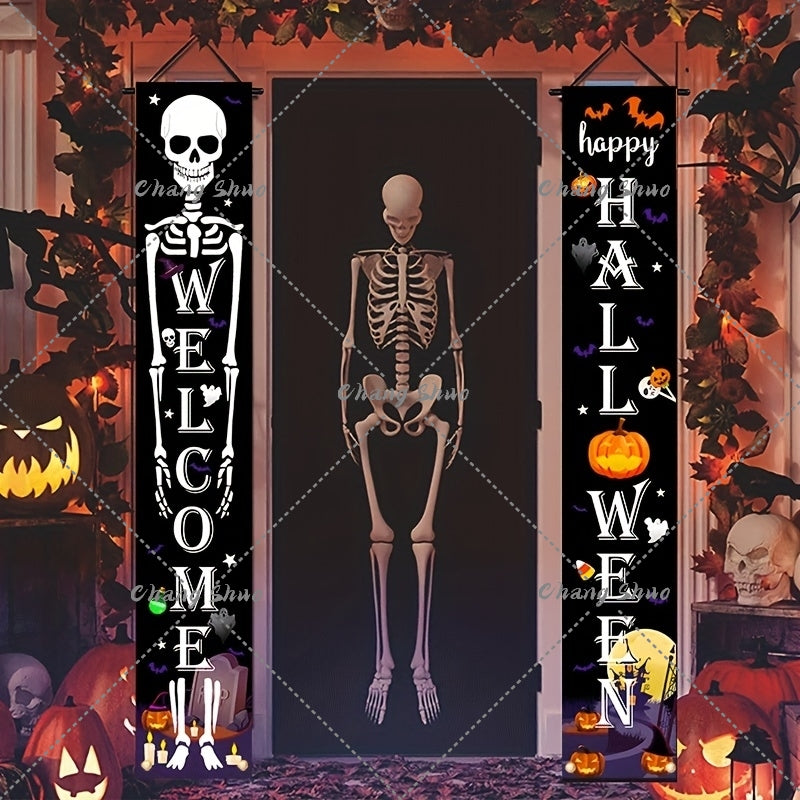 Halloween Hanging Door Curtain Banner | Pumpkin and Ghost Design, Pre-Assembled and Reusable | Trick or Treat Party Décor