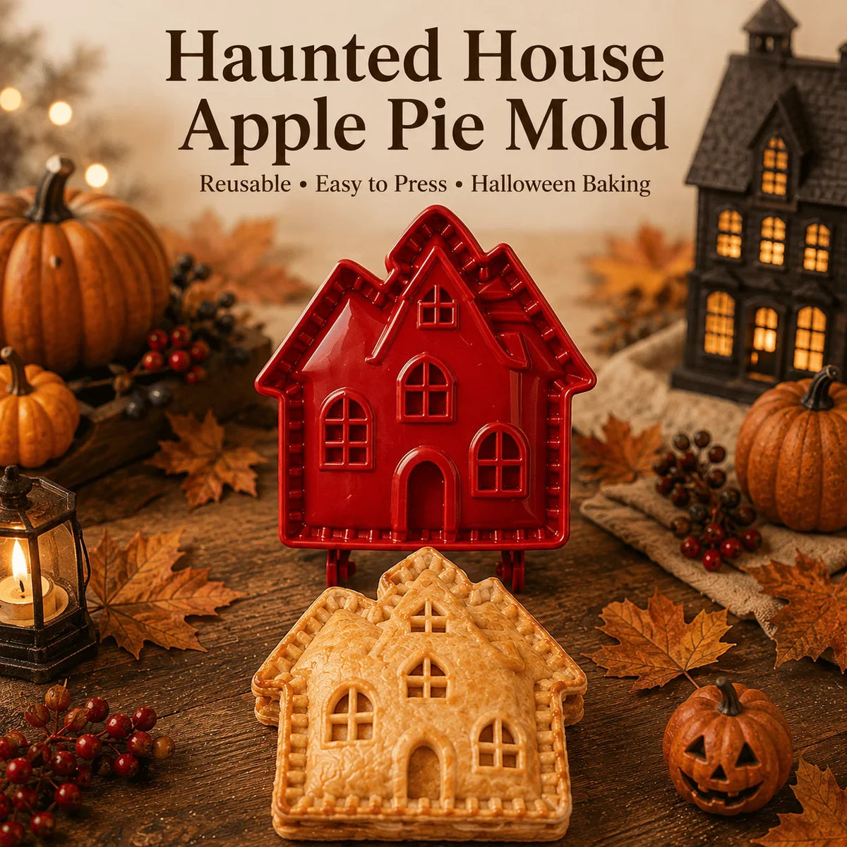 Halloween Pie Mould Hinged Plastic 8 Spooky Shapes with Snap-Seal Edges