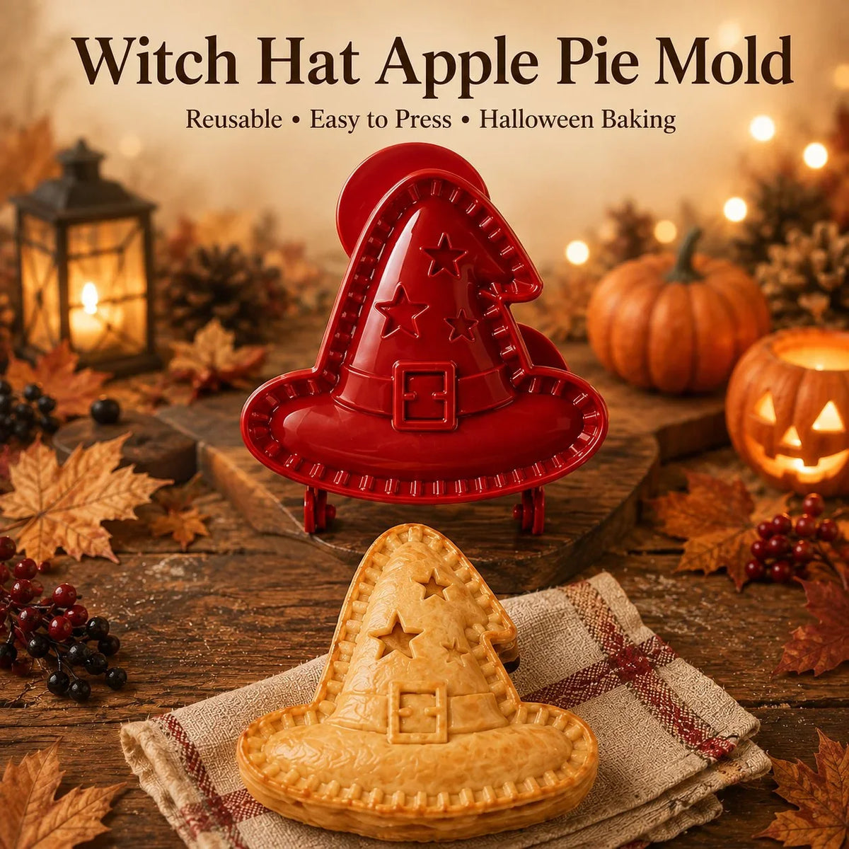 Halloween Pie Mould Hinged Plastic 8 Spooky Shapes with Snap-Seal Edges