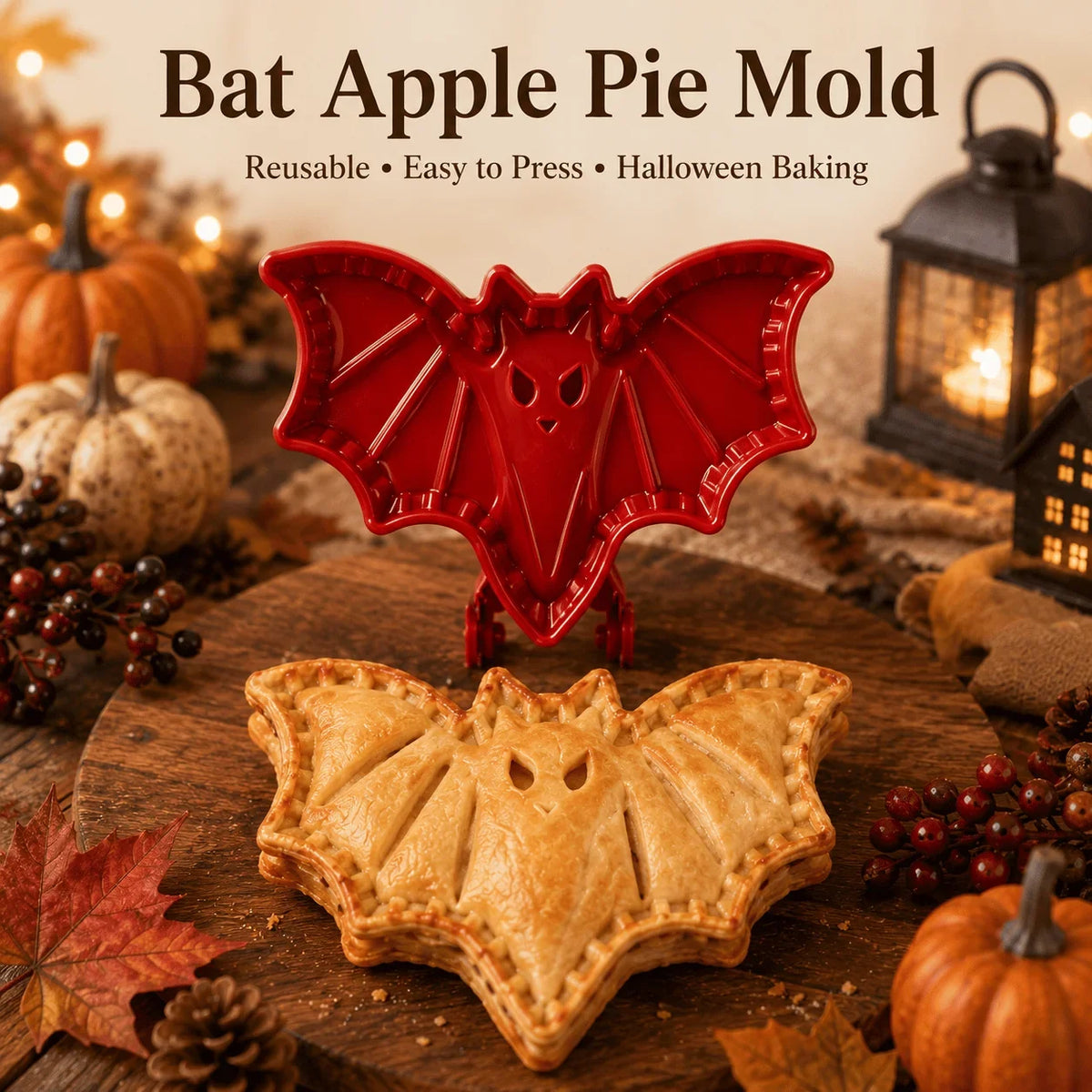 Halloween Pie Mould Hinged Plastic 8 Spooky Shapes with Snap-Seal Edges