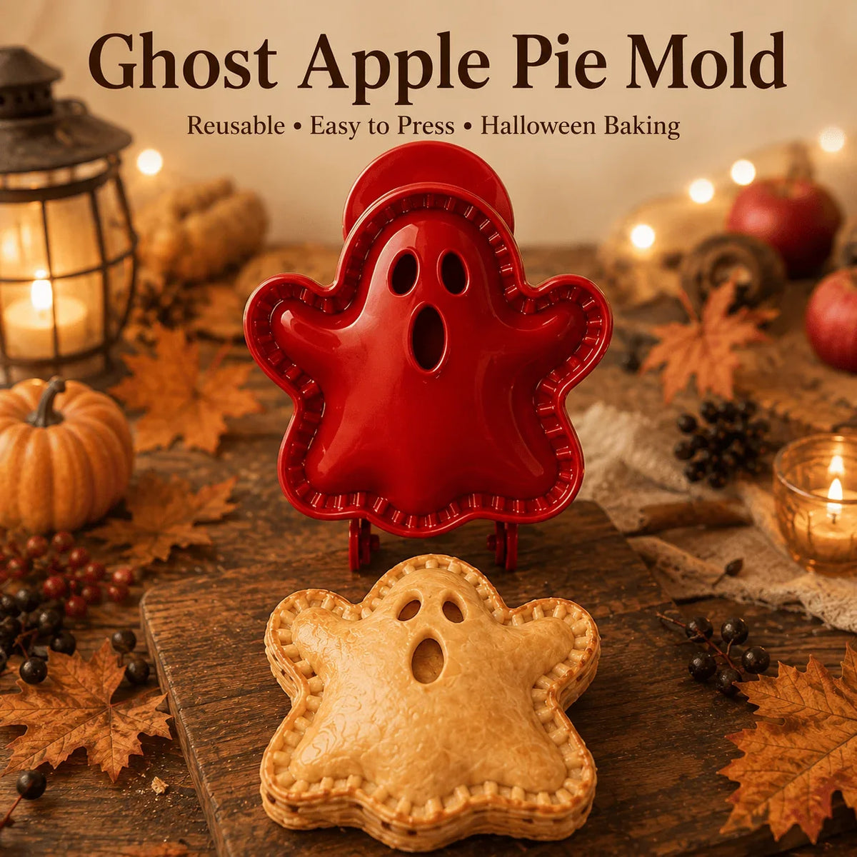 Halloween Pie Mould Hinged Plastic 8 Spooky Shapes with Snap-Seal Edges