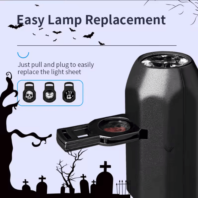Halloween Skull Projection Night Light | Rotating Patterns for Walls & Ceilings | USB Powered, Multiple LED Modes