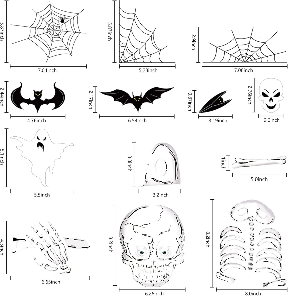 Halloween Window Clings | 140 Pieces on 8 Sheets | Double-Sided PVC, Reusable No-Glue Stickers for Windows & Glass Doors