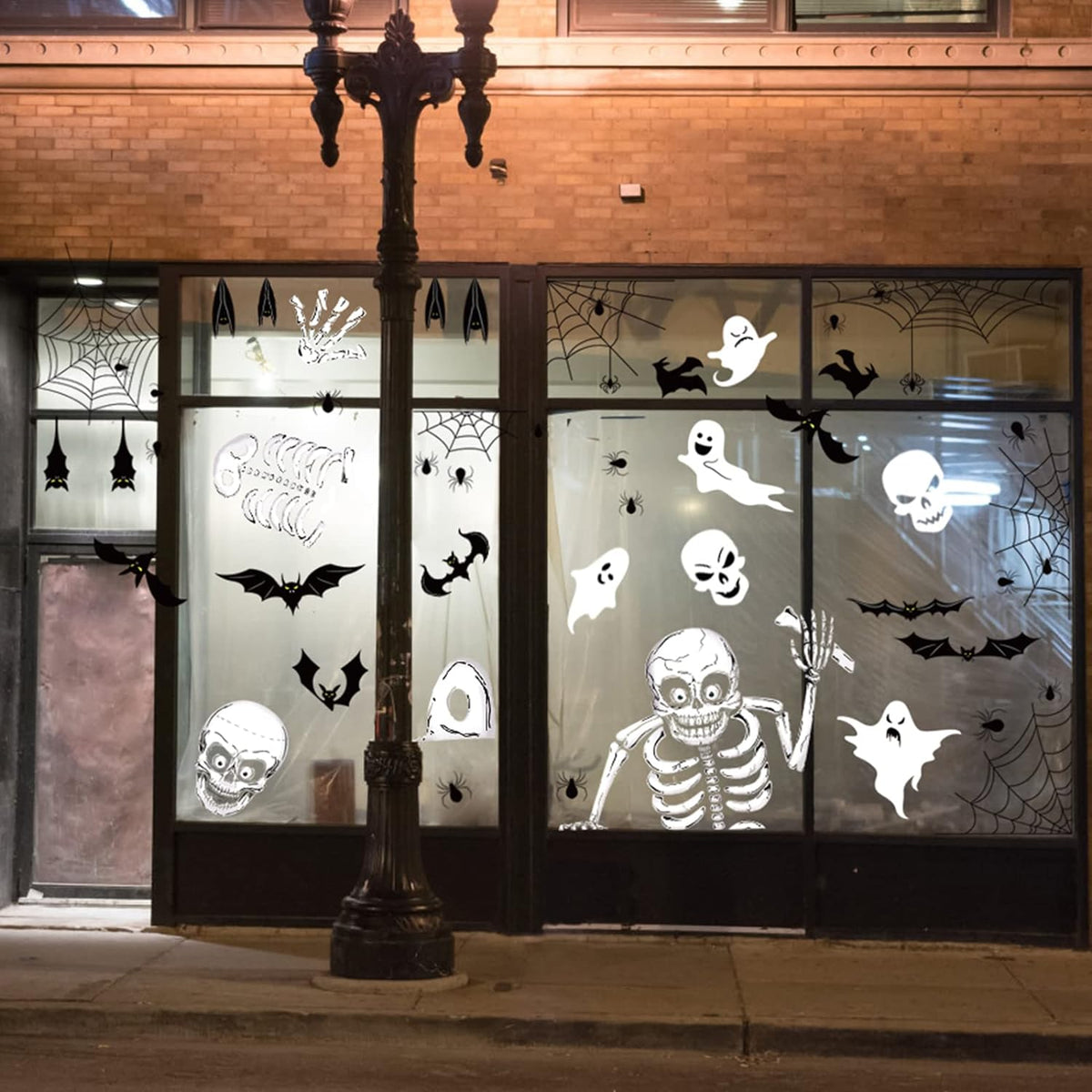 Halloween Window Clings | 140 Pieces on 8 Sheets | Double-Sided PVC, Reusable No-Glue Stickers for Windows & Glass Doors