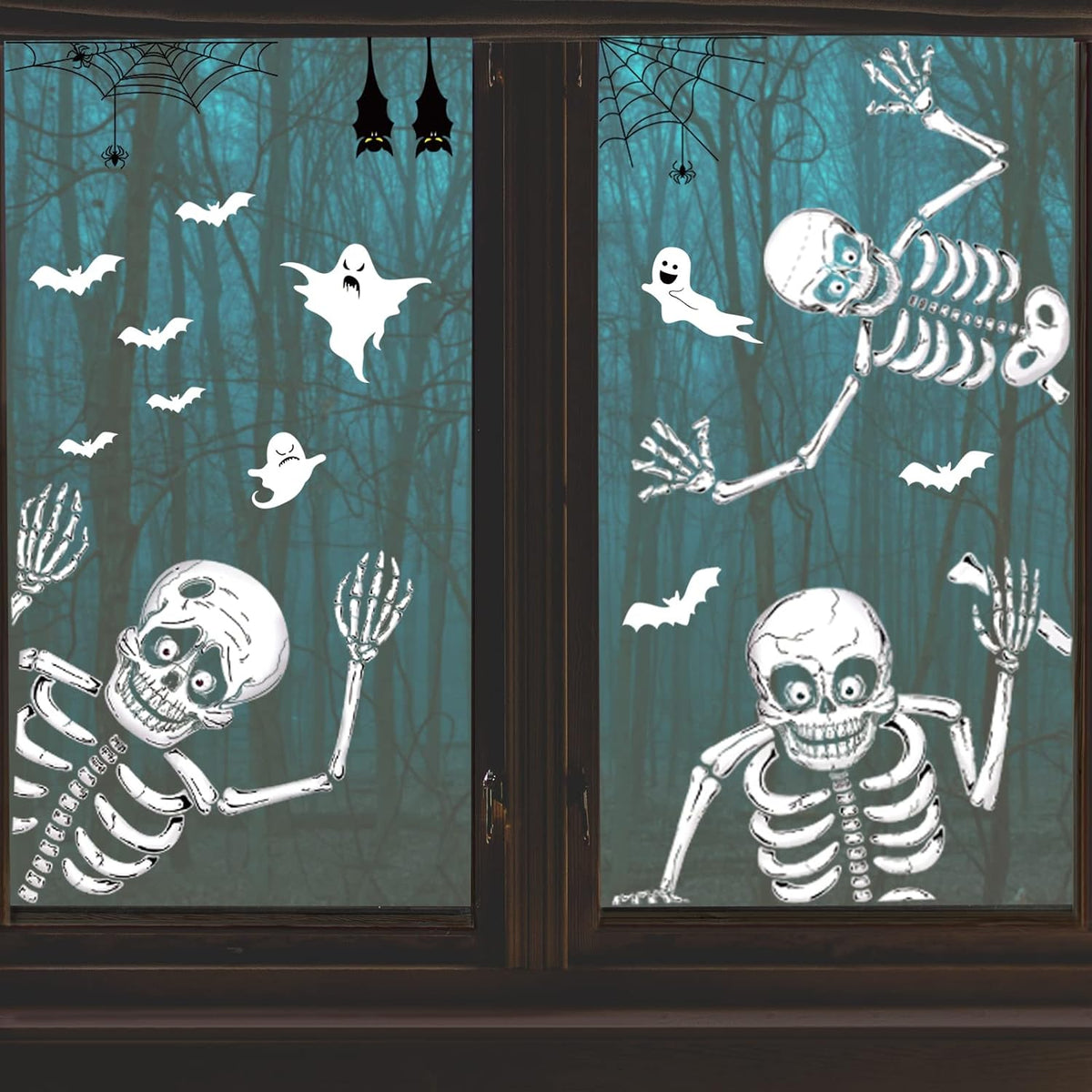 Halloween Window Clings | 140 Pieces on 8 Sheets | Double-Sided PVC, Reusable No-Glue Stickers for Windows & Glass Doors