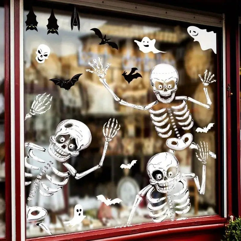 Halloween Window Clings | 140 Pieces on 8 Sheets | Double-Sided PVC, Reusable No-Glue Stickers for Windows & Glass Doors