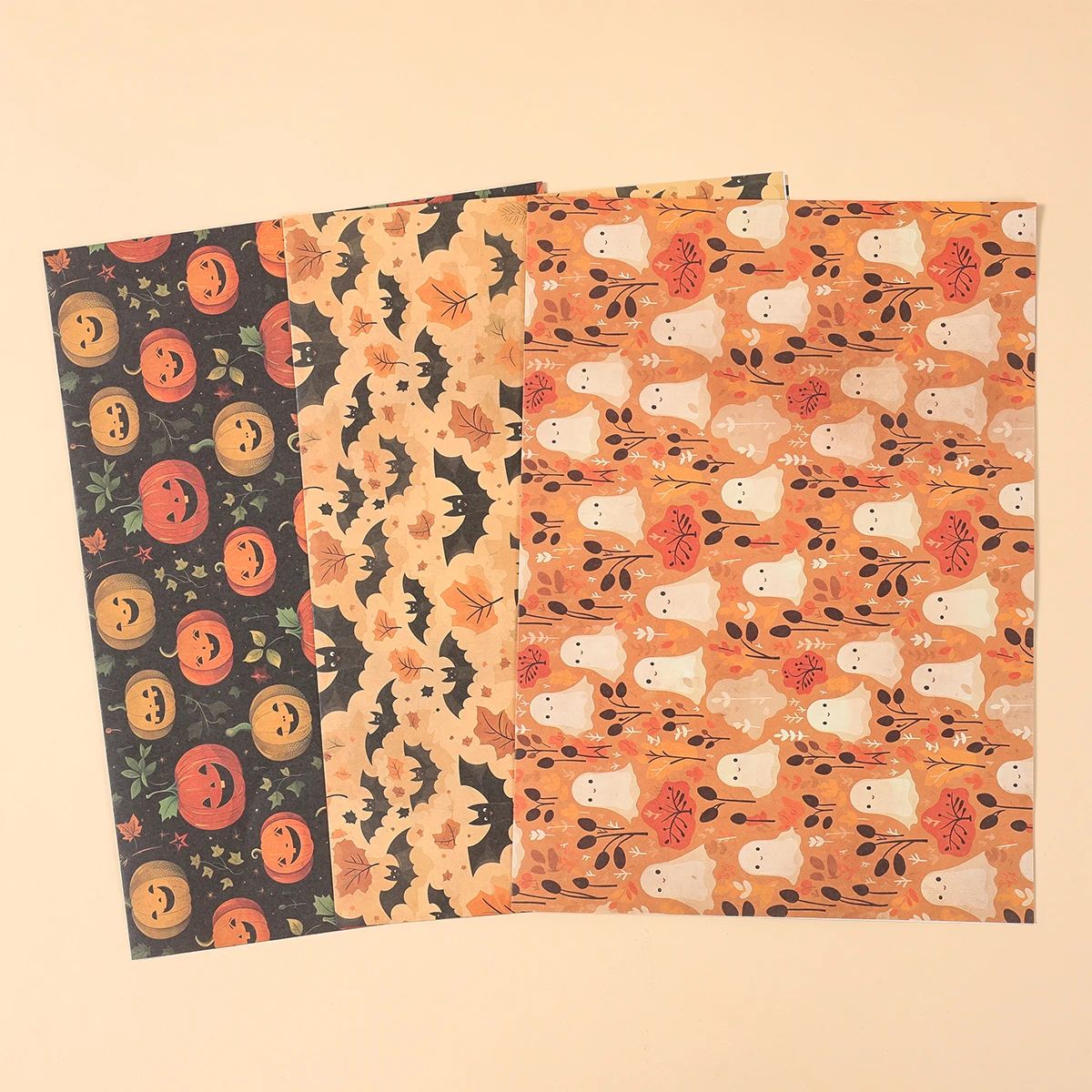 Halloween Wrapping Paper Ghost Pumpkin Bat Pattern | 4 Sheet Tissue Paper Pack | Lightweight Craft & Gift Wrap Sheets