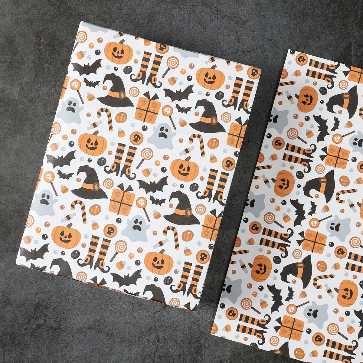 Halloween Wrapping Paper Ghost Pumpkin Bat Pattern | 4 Sheet Tissue Paper Pack | Lightweight Craft & Gift Wrap Sheets